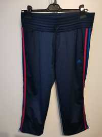 Sportowe spodnie damskie 3/4 Adidas rozm M, zamki, logo