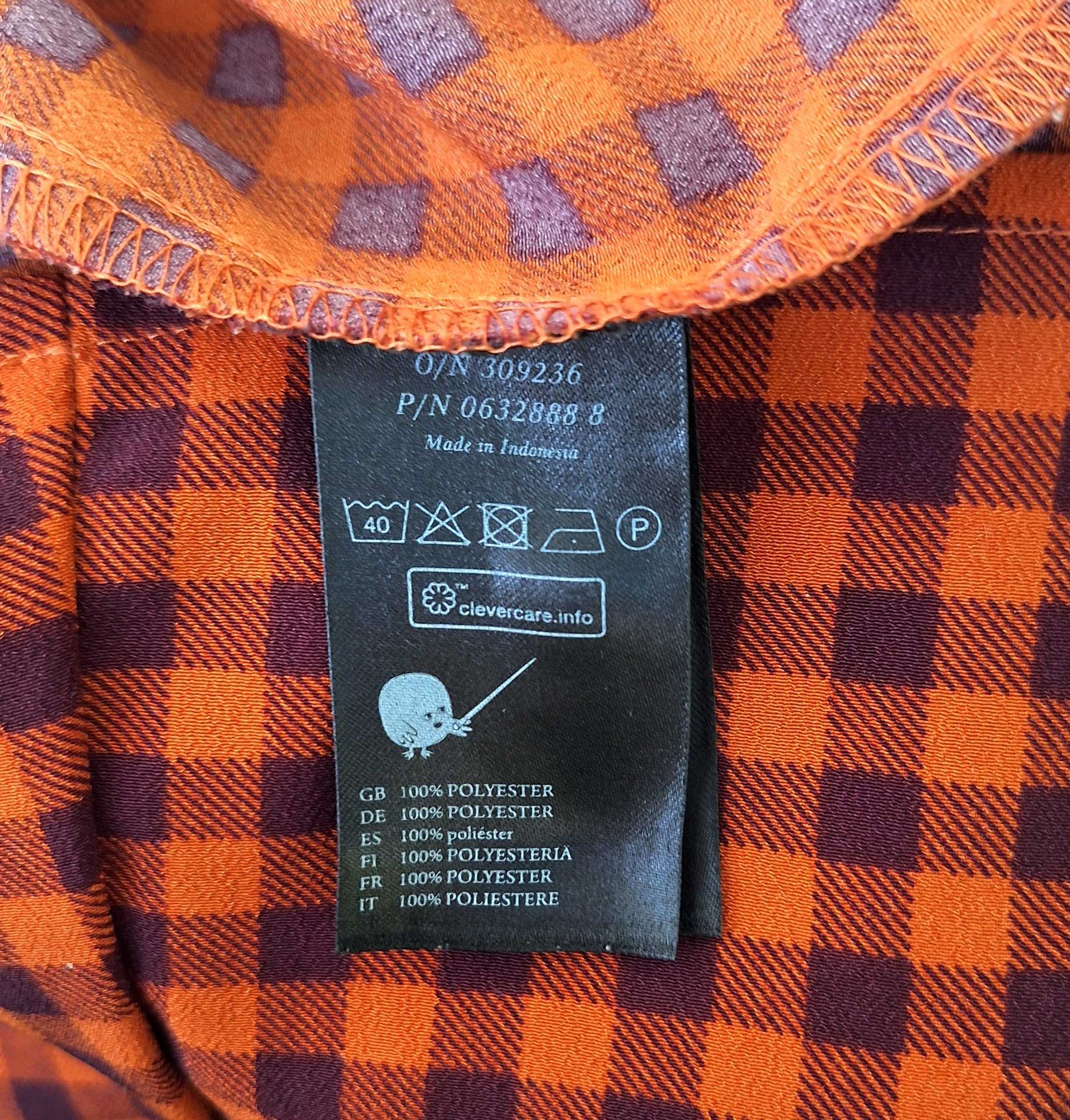 Pomarańczowa kraciasta sukienka koszulowa Monki oversize
