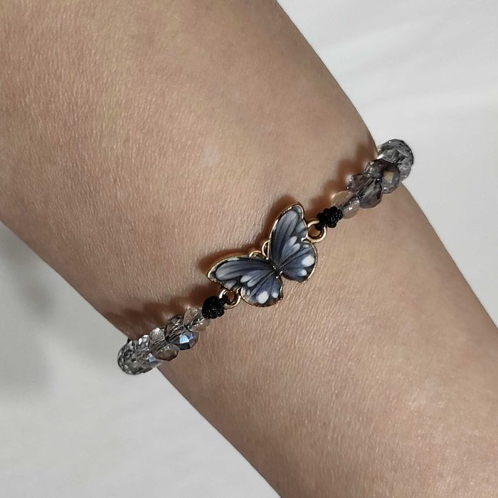 B314 Bransoletka Motyl makrama pleciona Handmade Rękodzieło