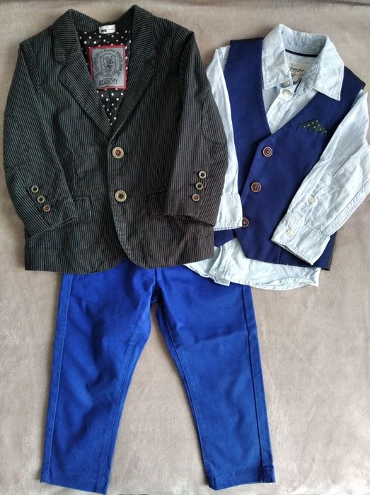 Elegancki garnitur 86-92 Marynarka, spodnie, koszula, kamizelka