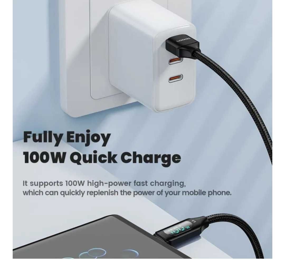 Кабель для зарядки и передачи данных Toocki 6A/100W