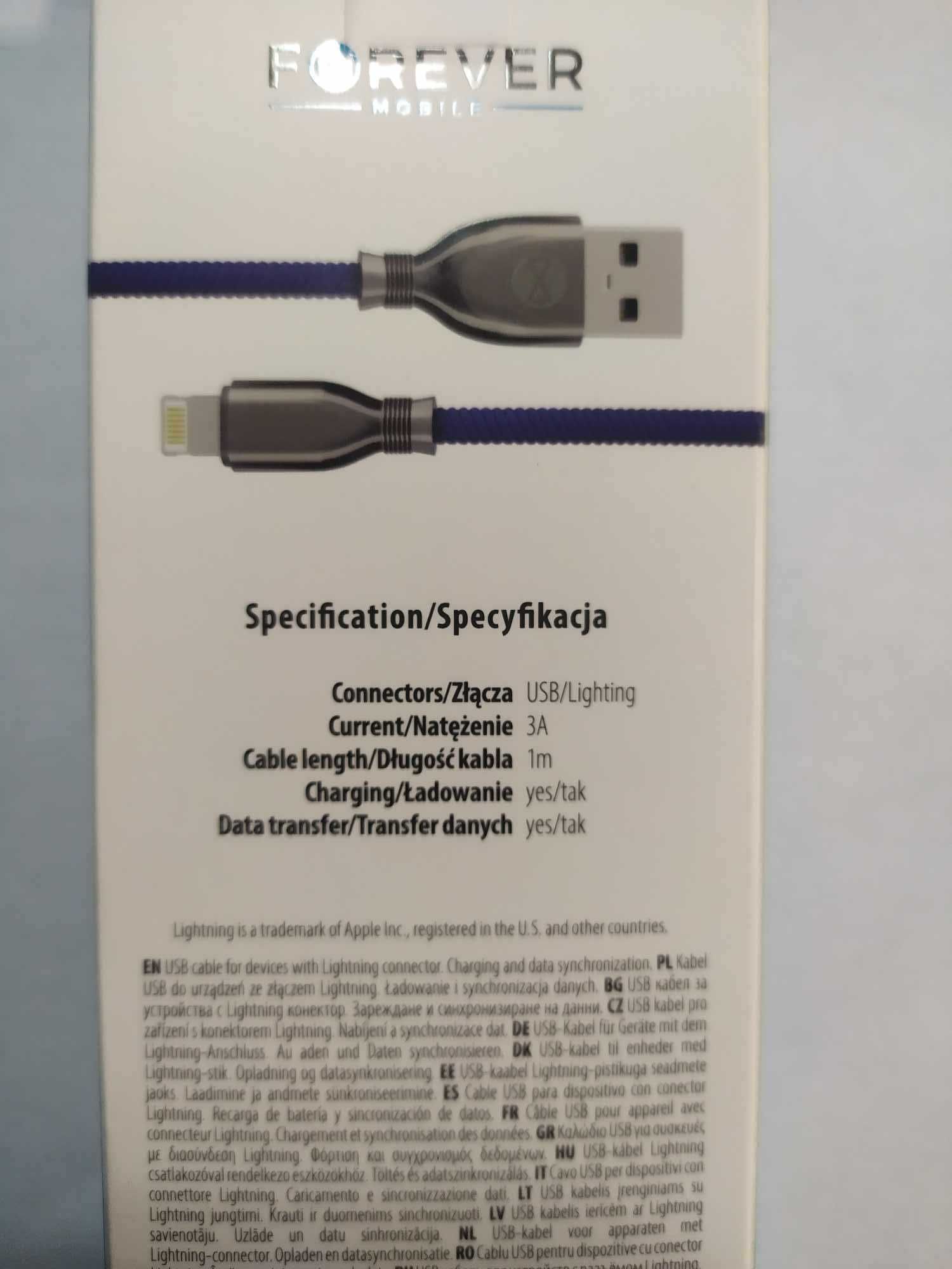 Kabel Forever Tornado USB - Apple Lightning 1m 3A granatowy