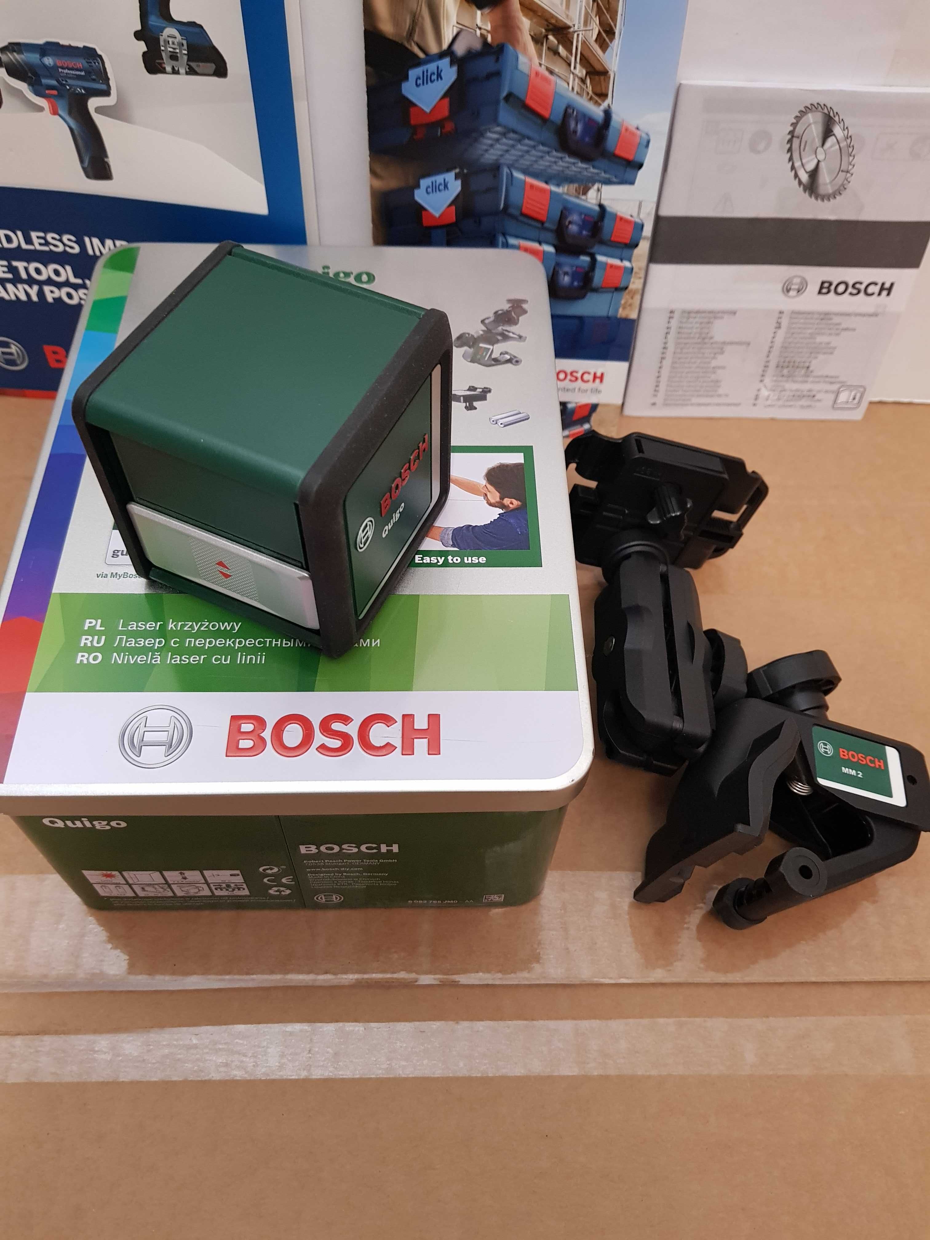 Laser krzyzowy czerwony BOSCH QUIGO +statyw +pudelko niwelator