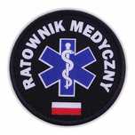 Emblemat kolorowy RATOWNIK MEDYCZNY z flagą na rzepie 8,5 cm