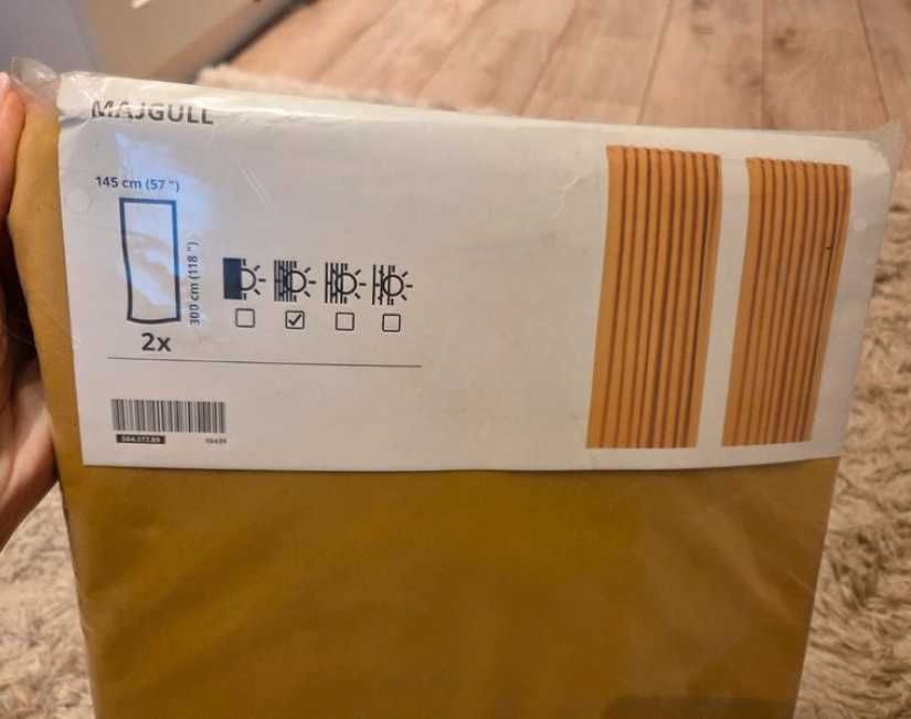NOWE IKEA MAJGULL 145x300 Żółte Zasłony Komplet Zasłonek Zaciemniające