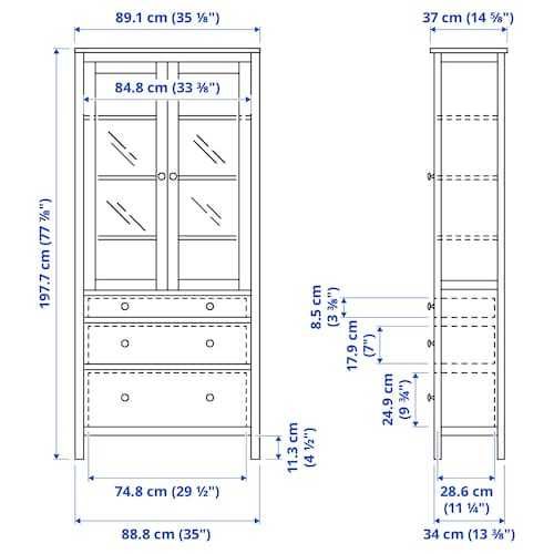 Biblioteczka ikea  HEMNES Witryna z 3 szufl czarnybrąz 90x197 nowa !!
