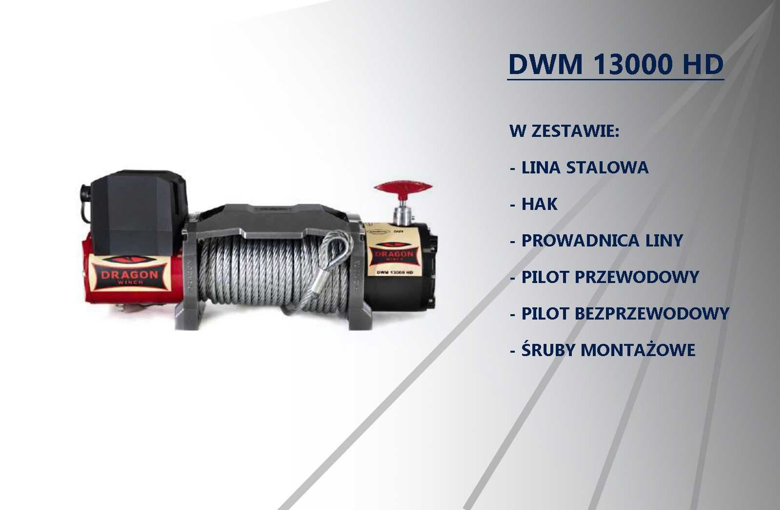 wciągarka DRAGON WINCH 6t wyciągarka 13000 HD stalowa lina NOWA