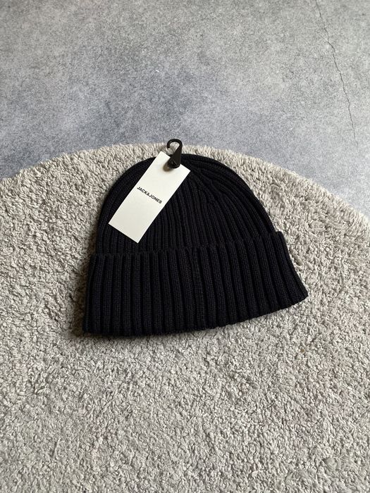 Jack & Jones Cotton Beanie оригінал нова чоловіча шапка чорна тепла