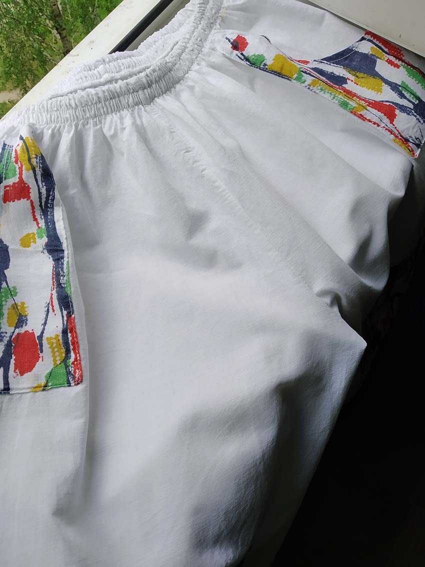 Штани белые бохо льон  бавовна one size 48-54