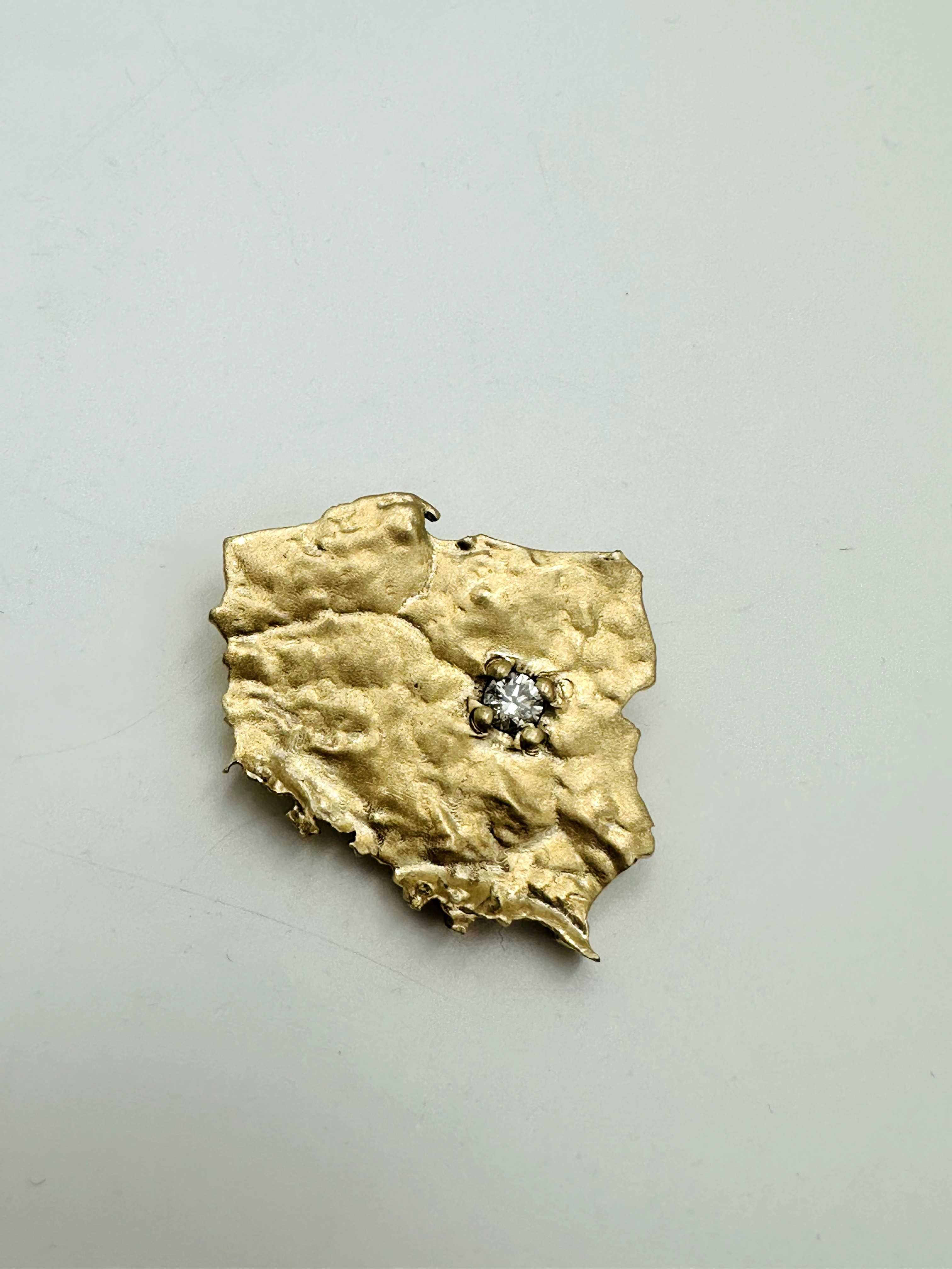 Złota zawieszka – mapa Polski z zaznaczoną stolicą | 12,40 g
