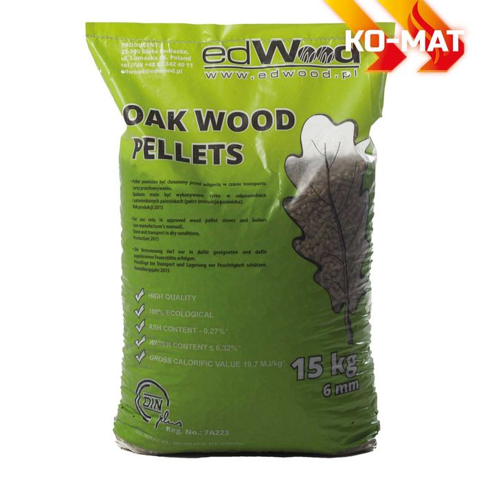 Pellet Dębowy A1 Din Plus 6mm, Pellet  OAK Edwood WYSOKA KALORYCZNIŚĆ