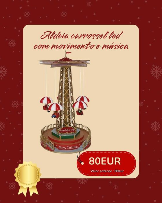 Carrossel Santa’s Balloon Drop com música e LED