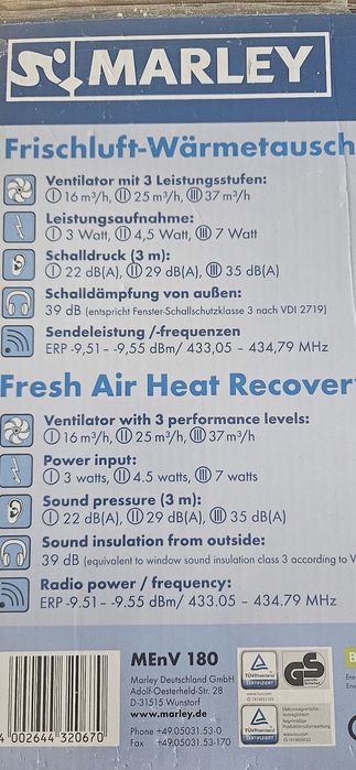 Rekuperator scienny Marley MEnV 180