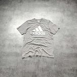 MĘSKA Koszulka Bawełna PREMIUM Adidas Duże Logo Szara Sport Casualowa