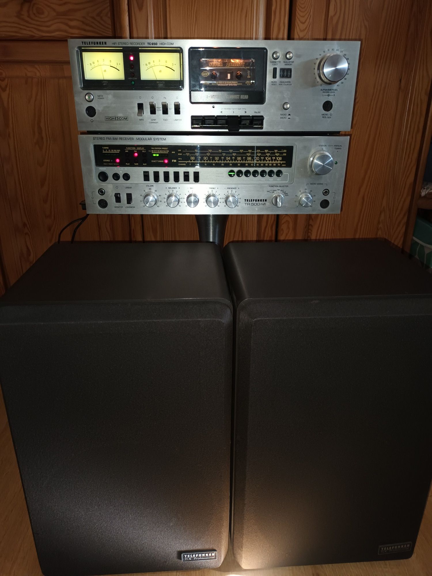 Zestaw HiFi Telefunken amplituner  TR500 Deck TC650 kolumny TLX22/4