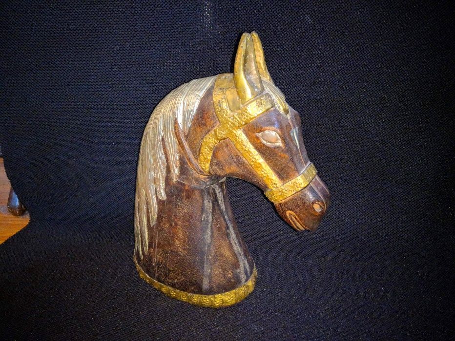 Busto Cabeça Cavalo Madeira