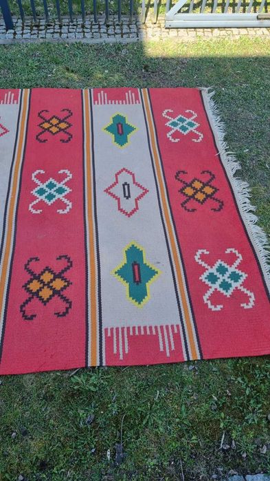 Dywan wełniany geometryczny Czechosłowacja lata 60 design retro vintag