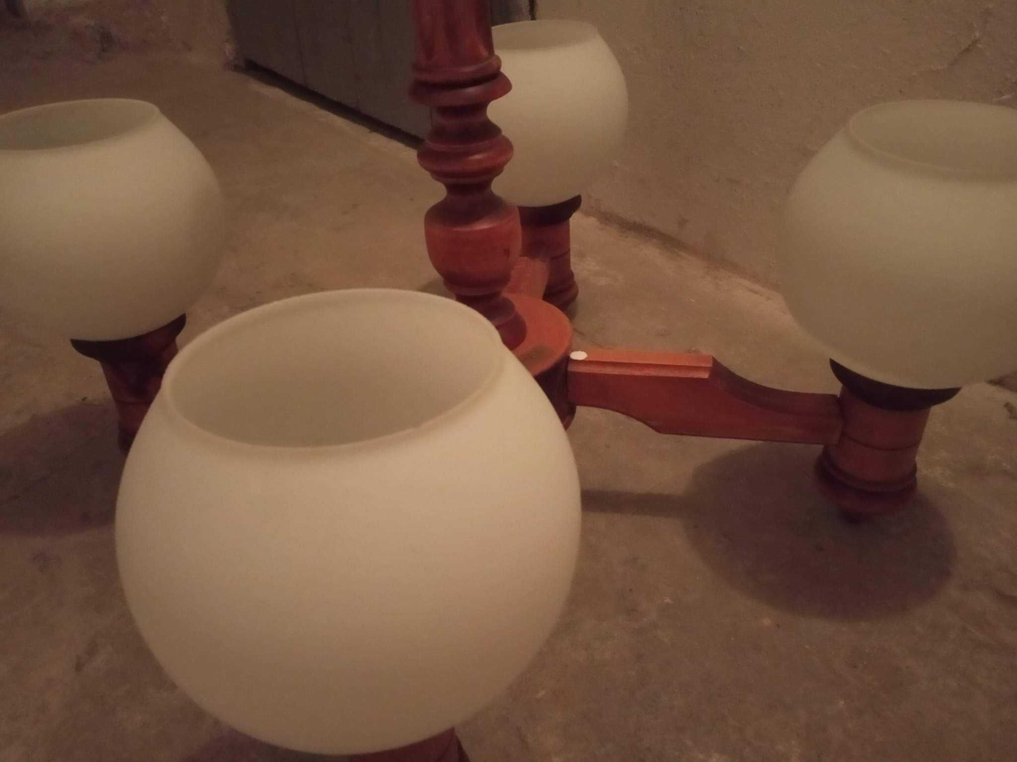 Lampa sufitowa, drewniana krzyżak vintage PRL