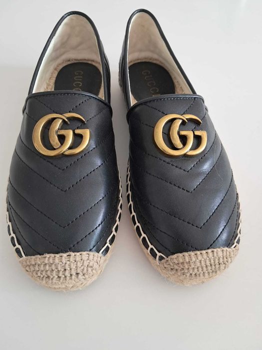 Gucci espadryle  czarne  z logo GG