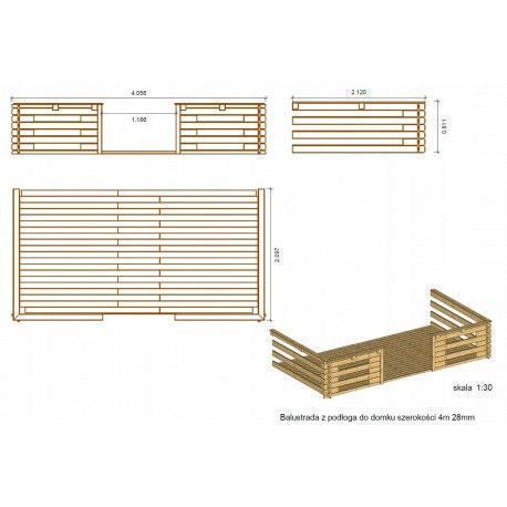 Domek ogrodowy altanka 4x4 m + taras 4x2 m DOM144+DOM78+DOM79+POD05