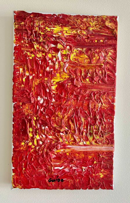 Tela a óleo assinada com imagem abstrata