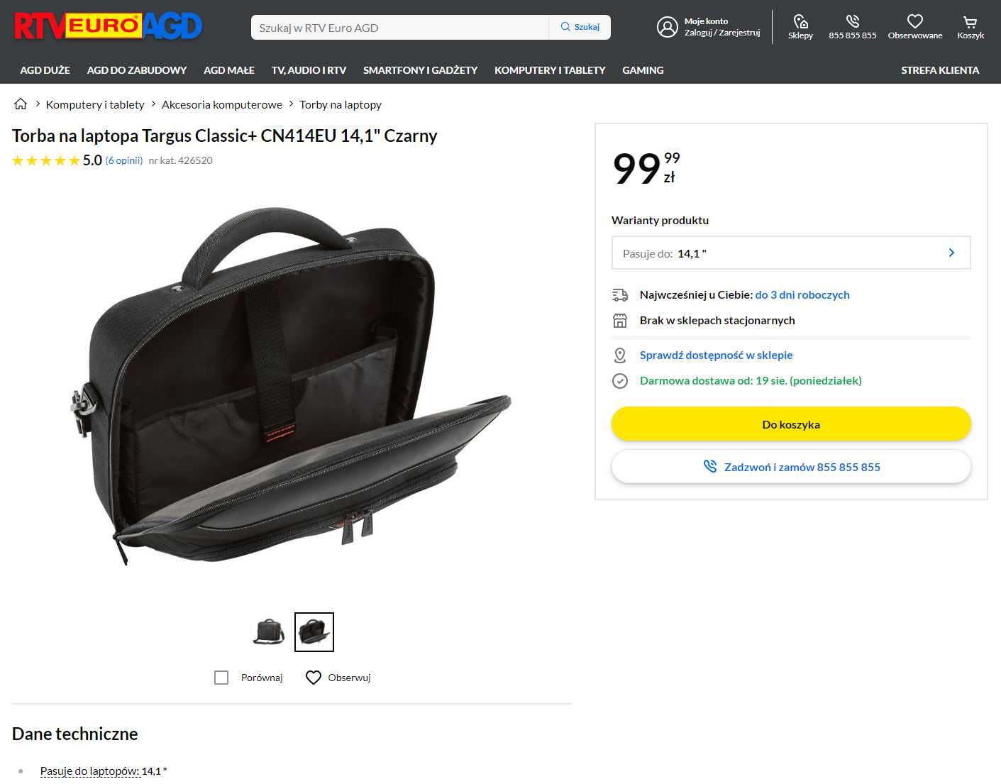 ORYGINALNA torba Targus na laptopa 13-14,1 cala