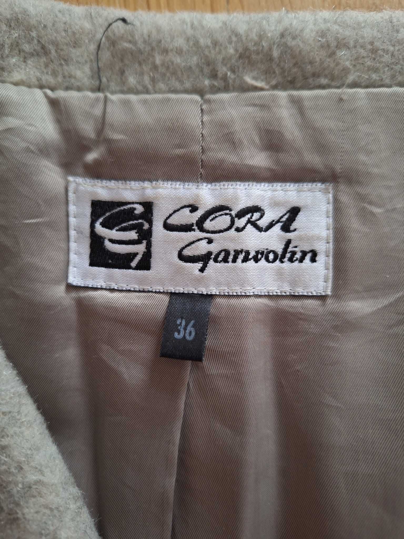 Płaszcz damski wełniany Cora Garwolin - szary - rozmiar 36