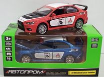 Mitsubishi Lancer Evolution Ралли модель 1:32 ТМ "Автопром". Металл.