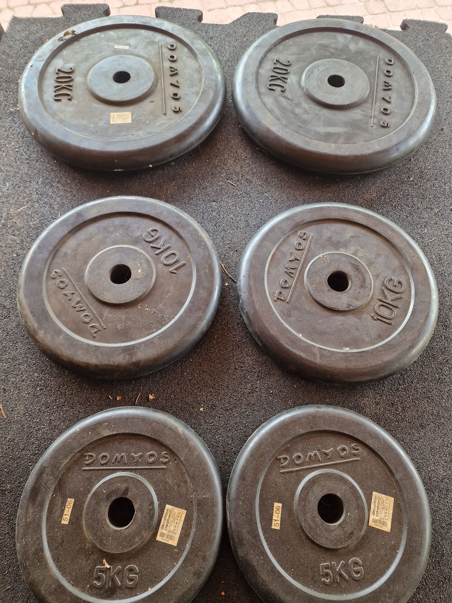2x20 kg 2x10kg 2x5kg obciążenie ogumowane żeliwne. Fi 30.5mn