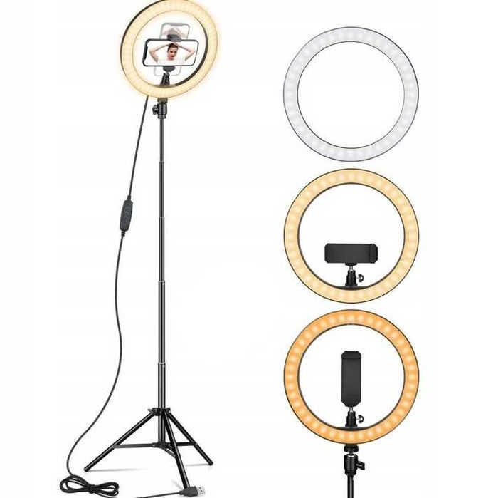 WYPRZEDAŻ Lampa Pierścieniowa Ring LED Statyw Uchwyt Na Telefon