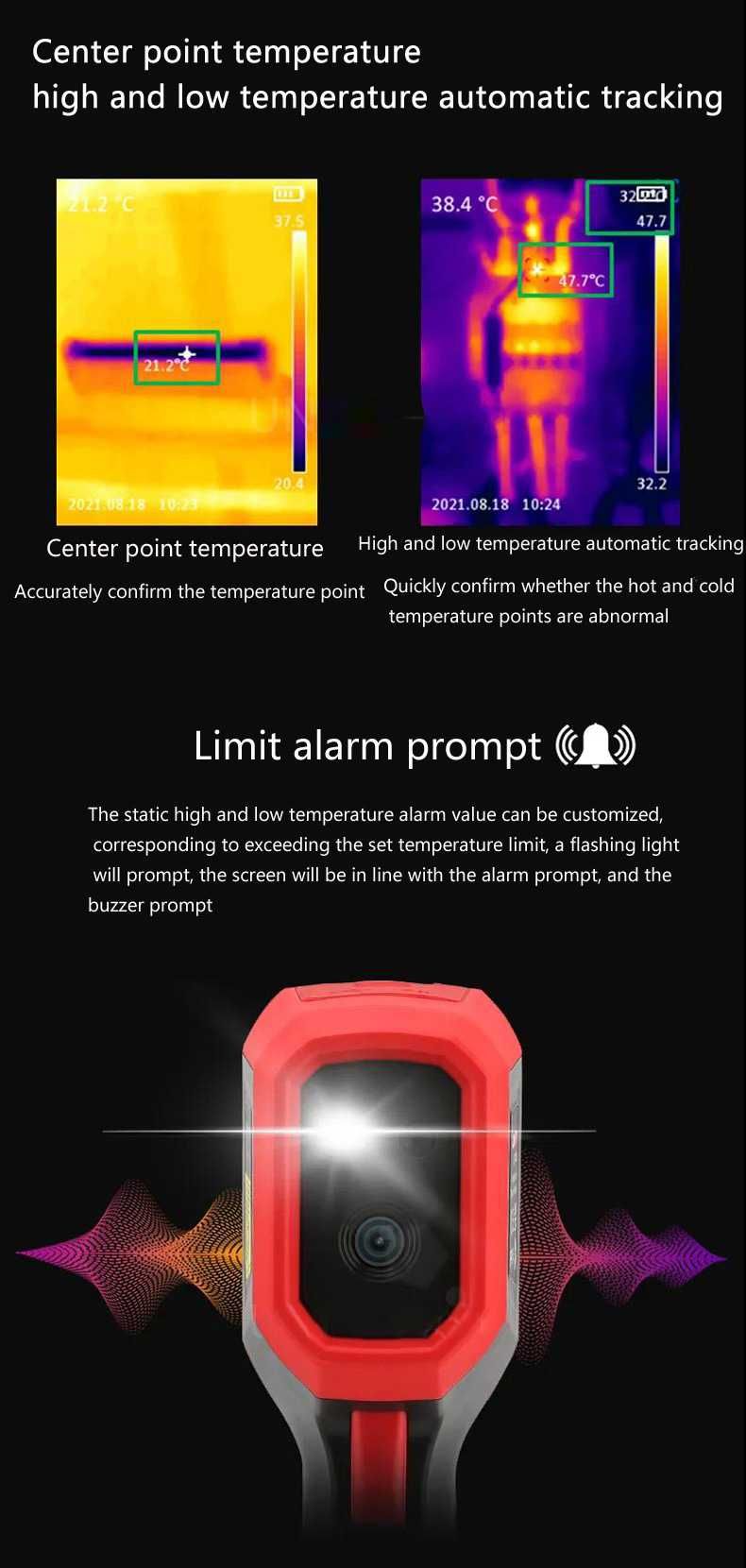 Câmara infravermelha térmica portátil medição temperatura