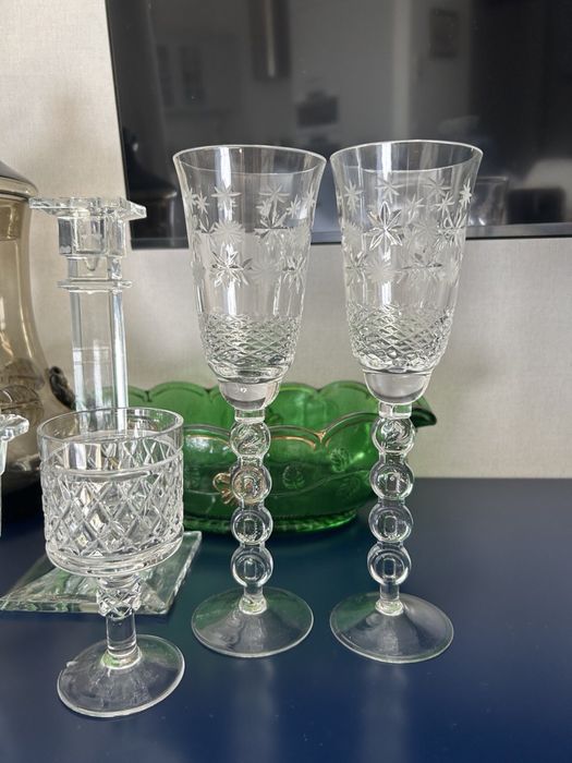 Хрусталь винтаж, салатник, конфетница , подсвечник, бокалы   листайте