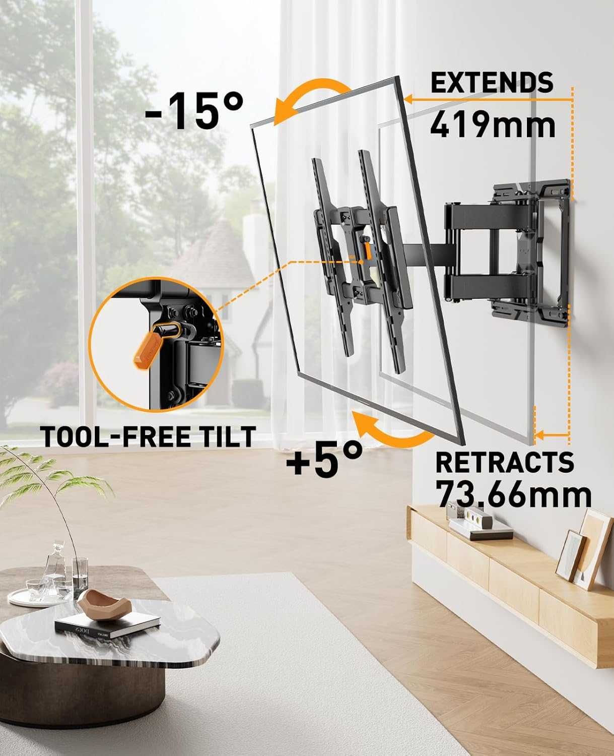 Perlegear uchwyt ścienny TV 42-84", wychylny, do 60 kg, VESA uniwersal