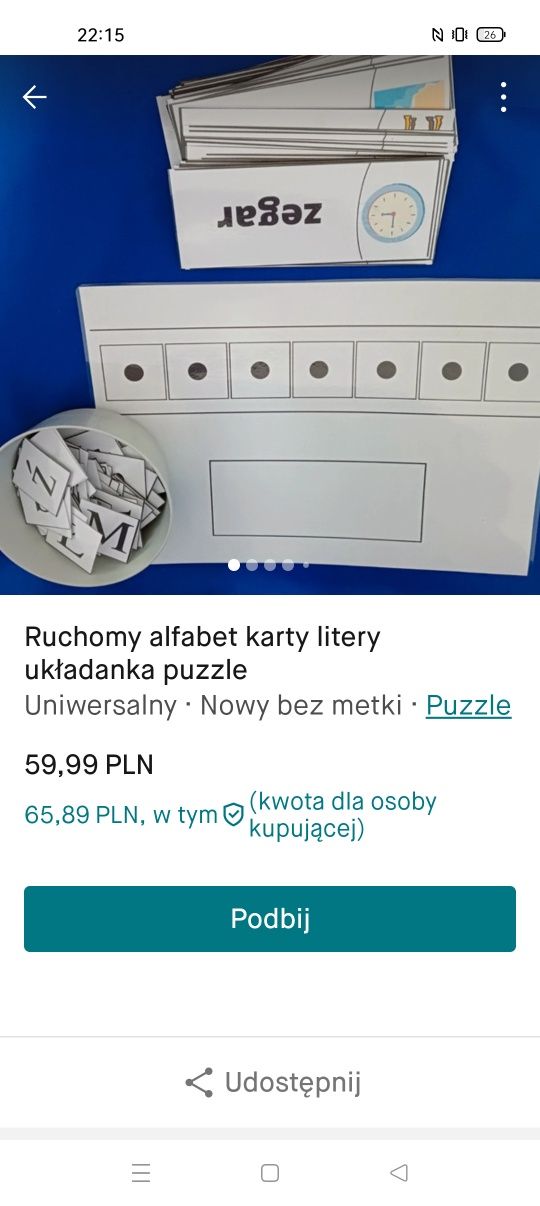 Zestaw układanie wyrazów litery literki alfabet nowa układanka