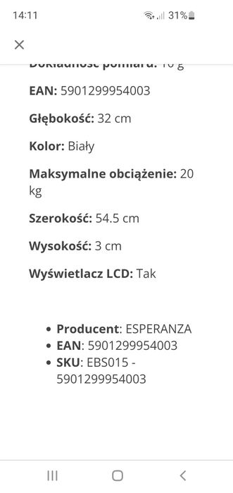 waga niemowlęca esperanza