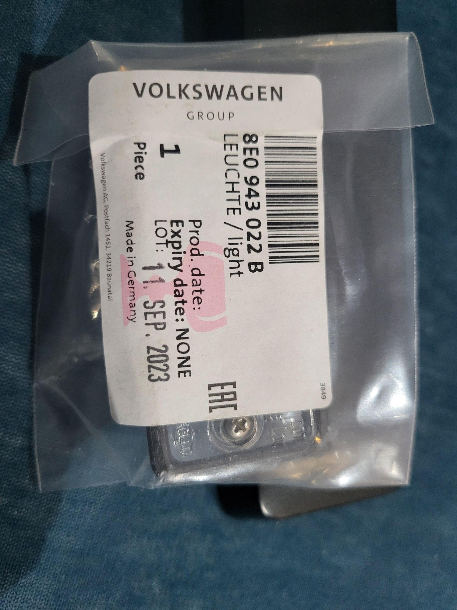 Lampka tablicy rejestracyjnej prawa ORG ASO  VW Seat Skoda Audi
