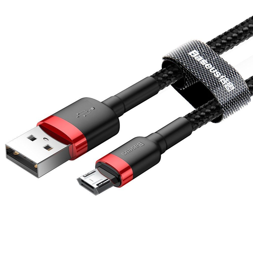 Kabel Nylonowy Baseus Cafule Micro-USB 2A czarny/czerwony 2m