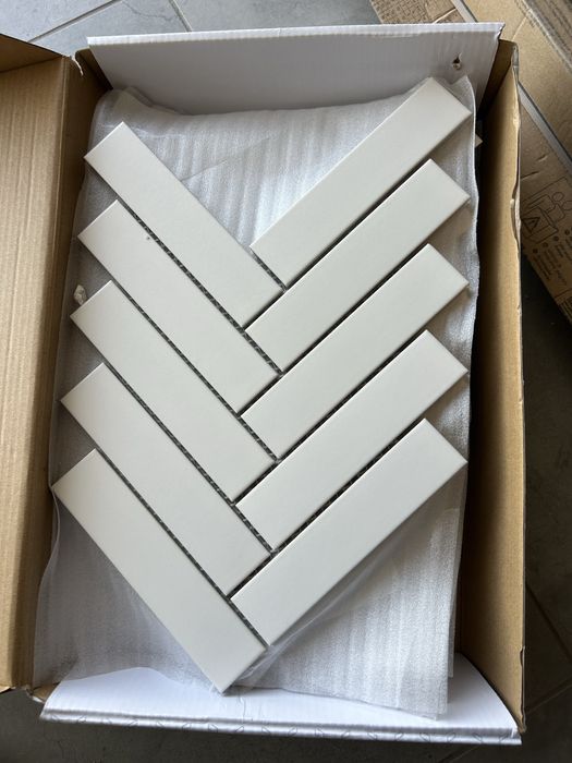 Płytka Jodełka XL Biała Matowa