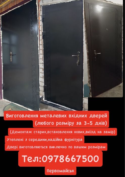 Двері вхідні любого розміру за 3-5 днів