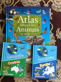 Atlas infantil dos Animais e Geografias Oceânicas e Europeias