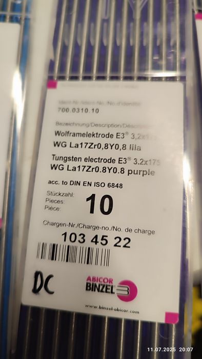 Elektrody TIG Abicor Binzel 3,2 x 175 mm  40szt