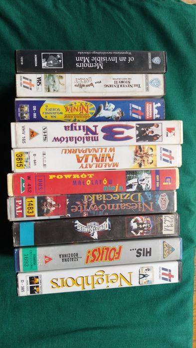 Kasety VHS Małolaty ninja, Power Rangers, Neverending story 2 i inne