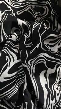 Тканина Штапель принт, чорно-білого кольору