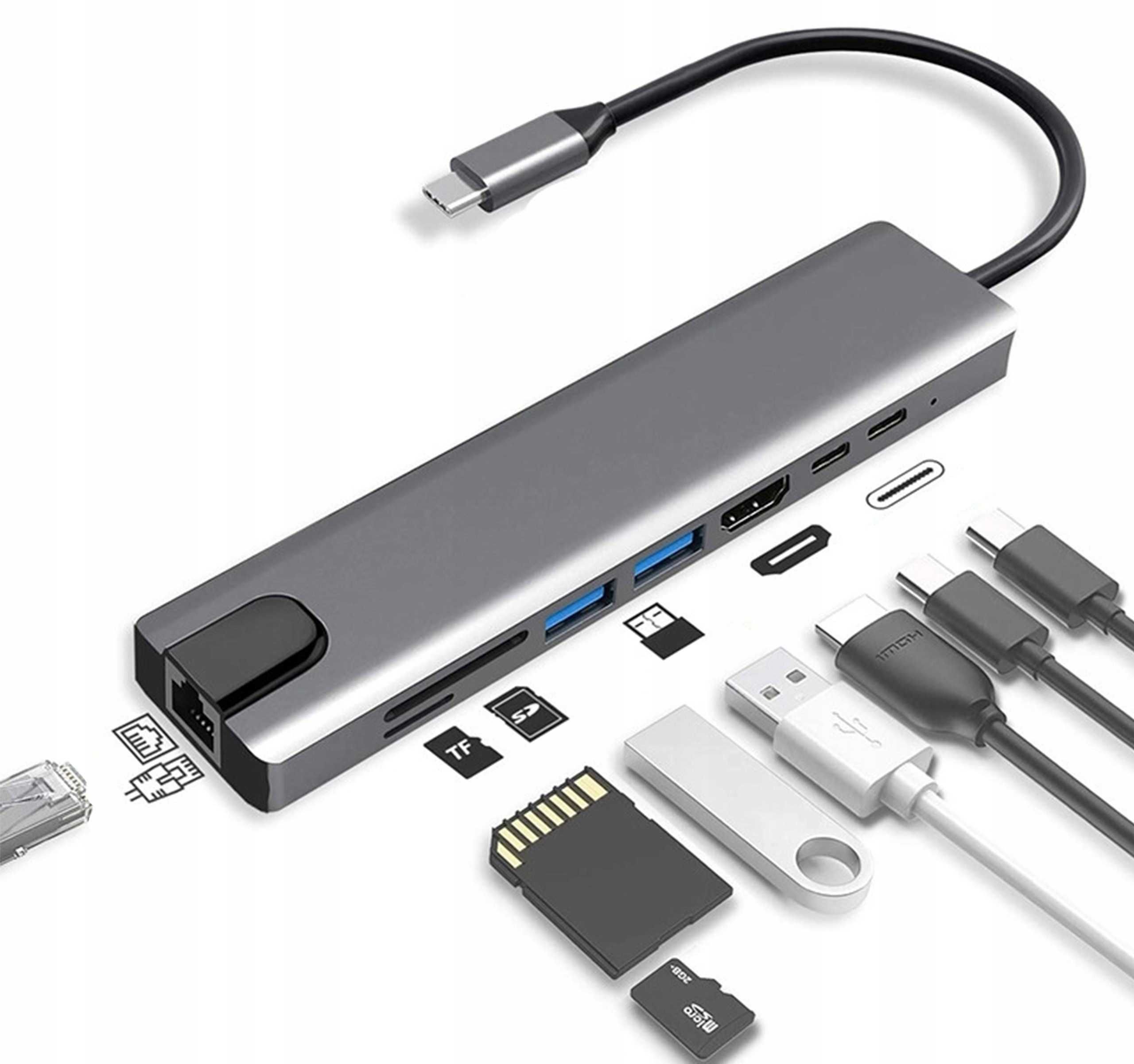 Rozdzielacz Adapter HUB USB-C 8 w 1 HDMI  uniwersalny