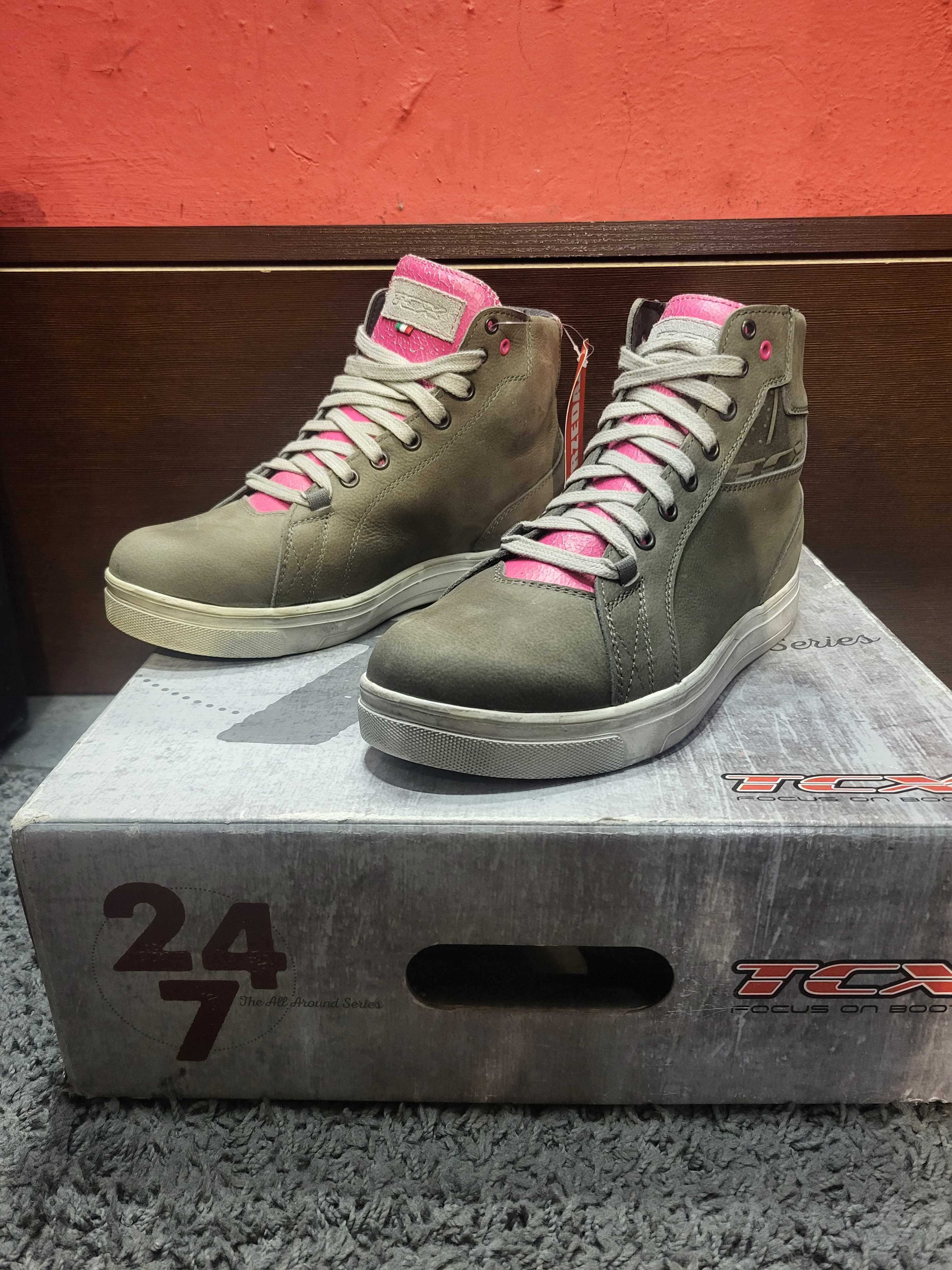 Buty motocyklowe Damskie firmy TCX Street Ace Lady Grey Fuscia 38 Nowe