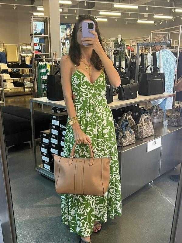 Zara розкішна сукня з вирізами із змішаного льону