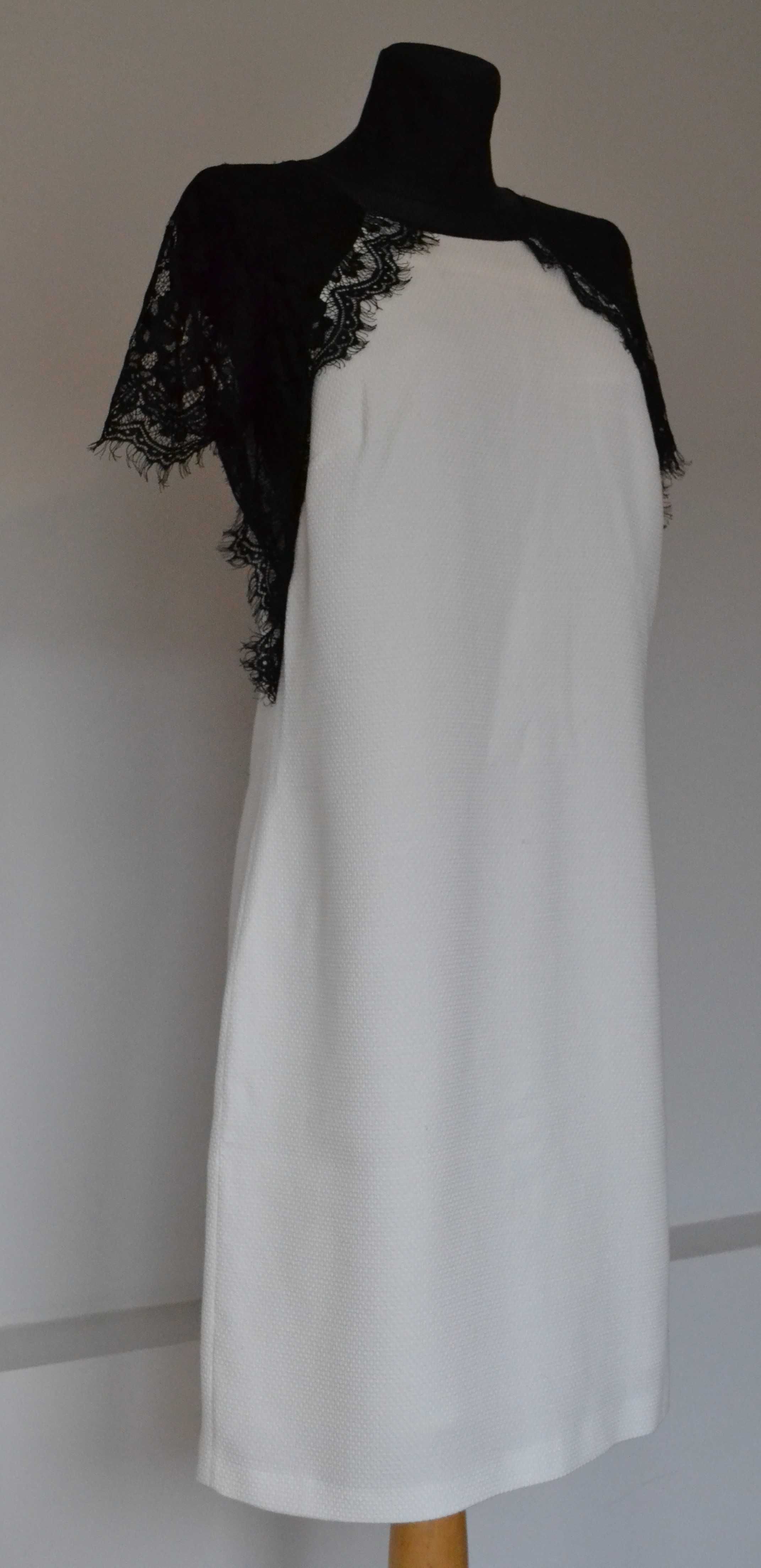 Nietuzinkowa sukienka marki monnari / rozm.40 kolor śmietankowy