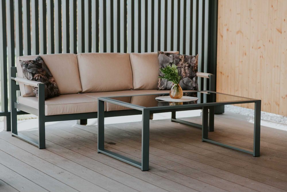 Nowoczesne, metalowe meble ogrodowe Sofa + ława Dostępne od ręki!
