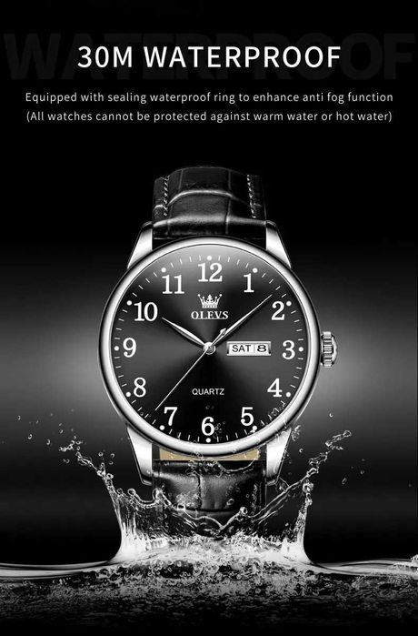 Zegarek męski Olevs garniturowy 40mm klasyczny podwójny datownik