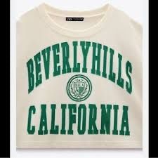 Zara crop top t-shirt Beverly Hills California S 36